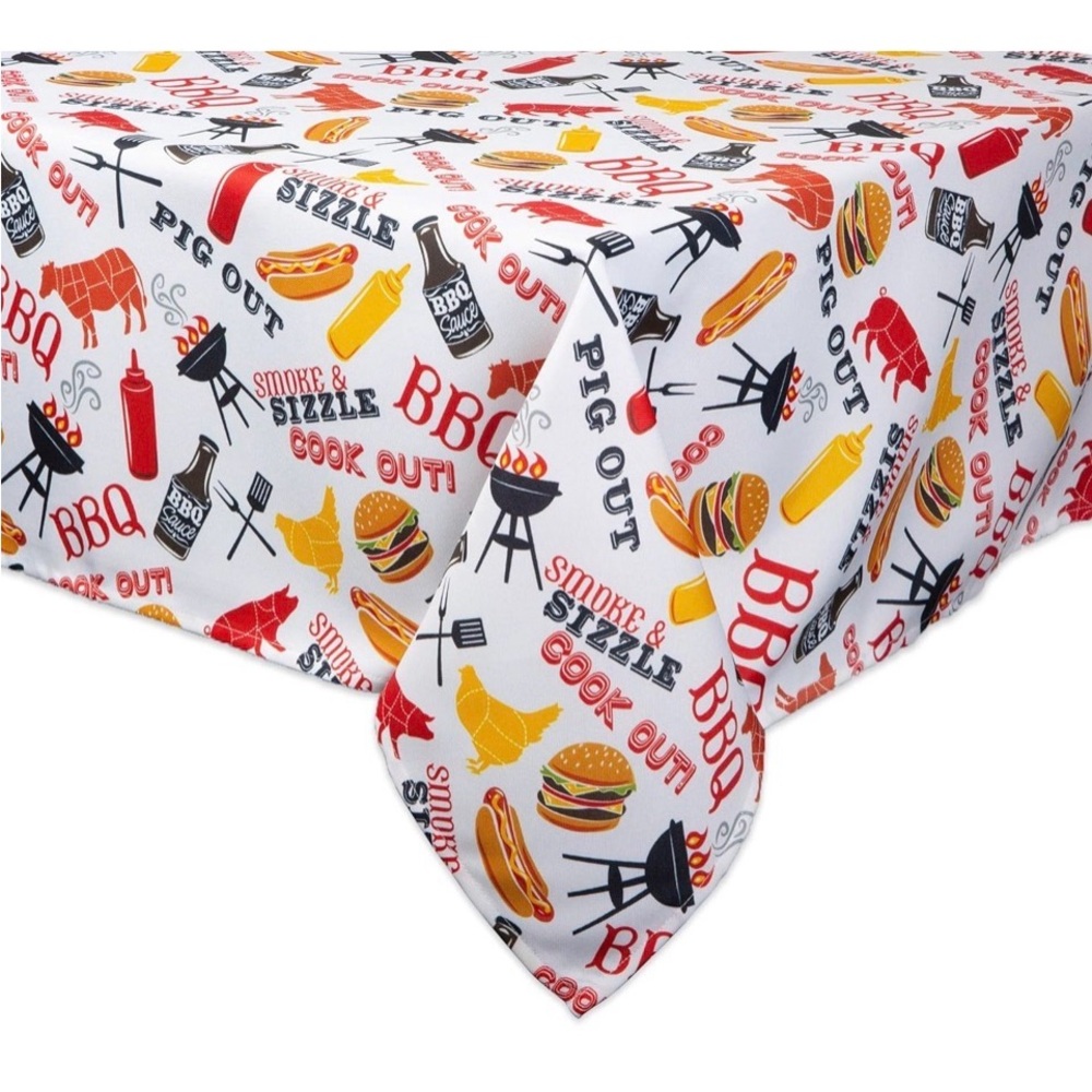 BBQ Themed Tablecloth 83X61 NWOT